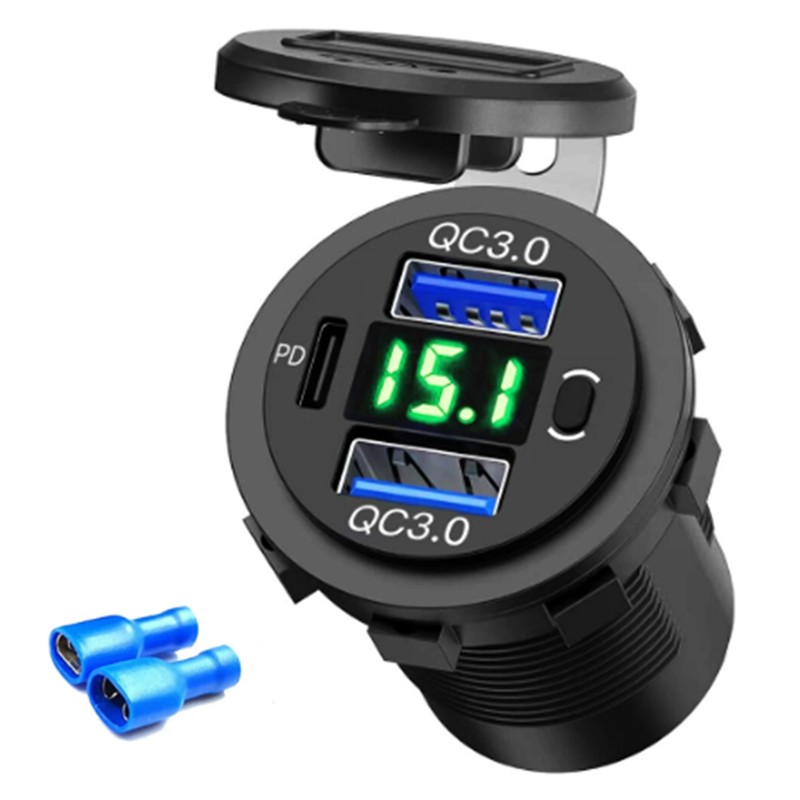 3USB自動車車載トレーラーヨット車充電改造ダブルUSB二口デジタル充電QC3.0充電器55W|undefined