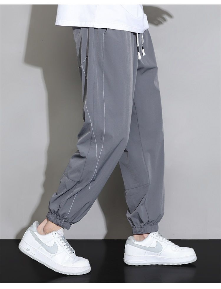 Quần jogger nam bo gấu dài ống bó, chất liệu băng lụa mỏng mùa hè, form rộng thùng thình, phong cách thể thao, nhiều size từ M đến 8XL — màu đen, màu xám đậm, màu kaki chi tiết 22
