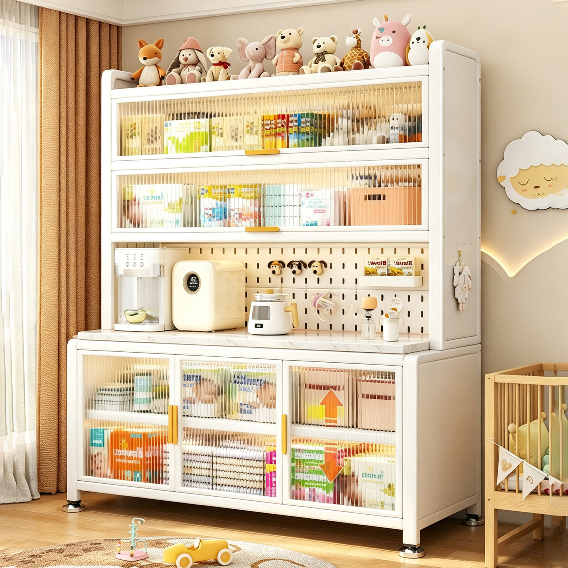 Baby feeding table storage cabinet, odorless and safe, maternity and baby product storage cabinet, large-capacity multi-layer sideboard for the living room