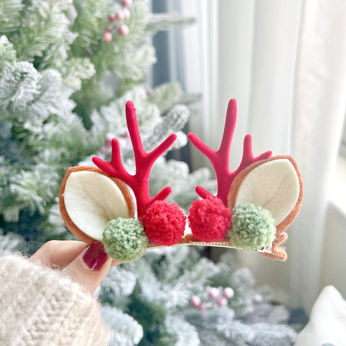 Christmas Hair Clip New Deer Antler Headdress Hair Accessory  Christmas Festival Internet Celebrity Cute Elk Antler Ornament Clip