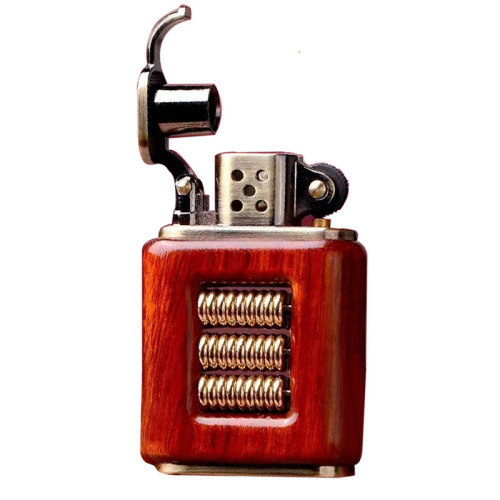 Wholesale sandalwood solid wood windproof lighter with copper core, gift box packaging with logo engraving sandalwood lighter