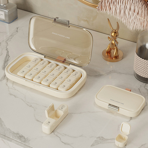 Portable three-meal-a-day pill box, large-capacity portable medicine dispensing box, medicine dispensing box for seven days a week