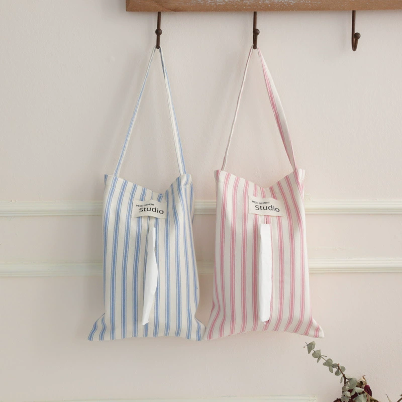 Misang elements Tissue box household solid color striped tissue bag literary ins hanging paper cover bedroom paper bag