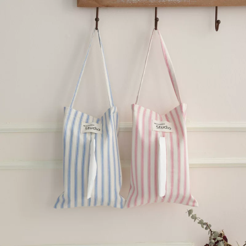 Misang elements Tissue box household solid color striped tissue bag literary ins hanging paper cover bedroom paper bag