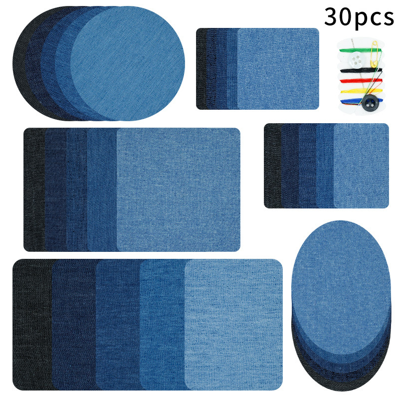 牛仔布布贴裁片长方形椭圆形包肘布贴牛仔外套牛仔裤破洞补丁贴