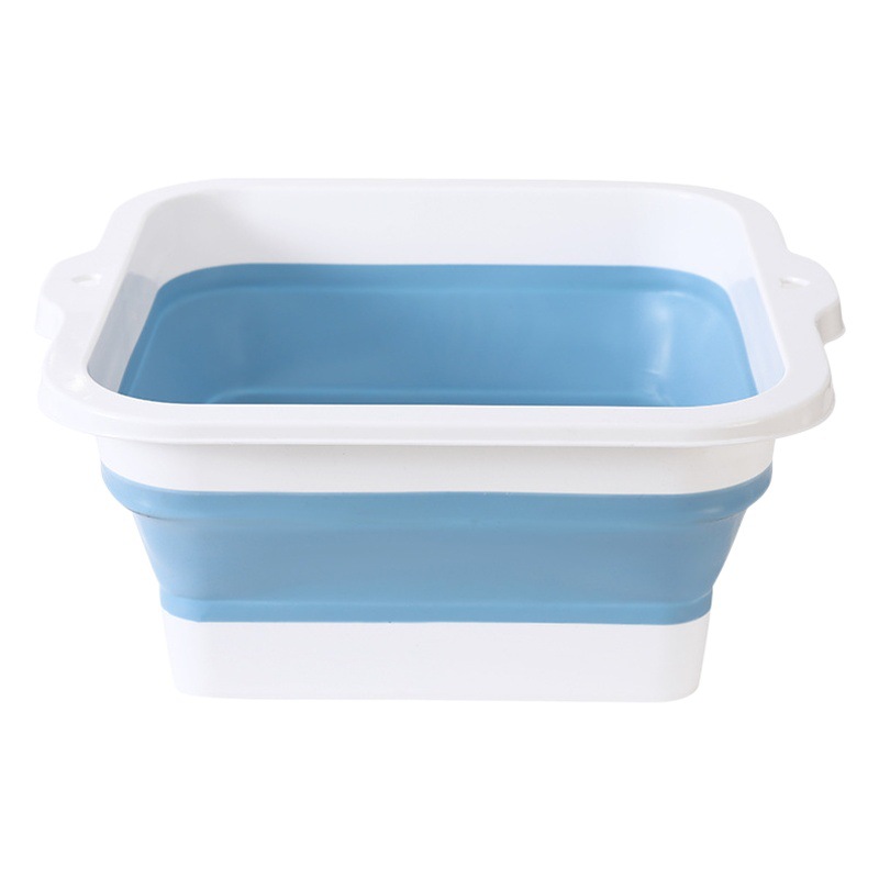 [Cubo de baño de pies plegable de silicona grande] baño de pies cuadrado masaje baño de pies cubo de baño de pies portátil