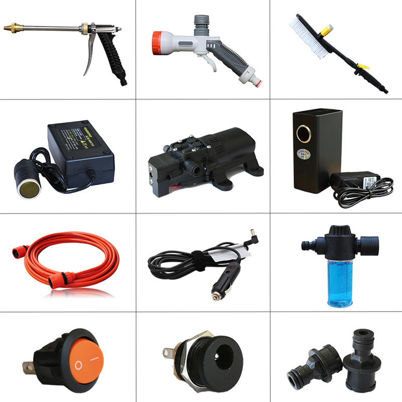 자동차 세탁기 액세서리 물 총 수도관 물 펌프 220V 12V 컨버터 담배 라이터 전원 코드 워터 스프레이 브러시 커넥터