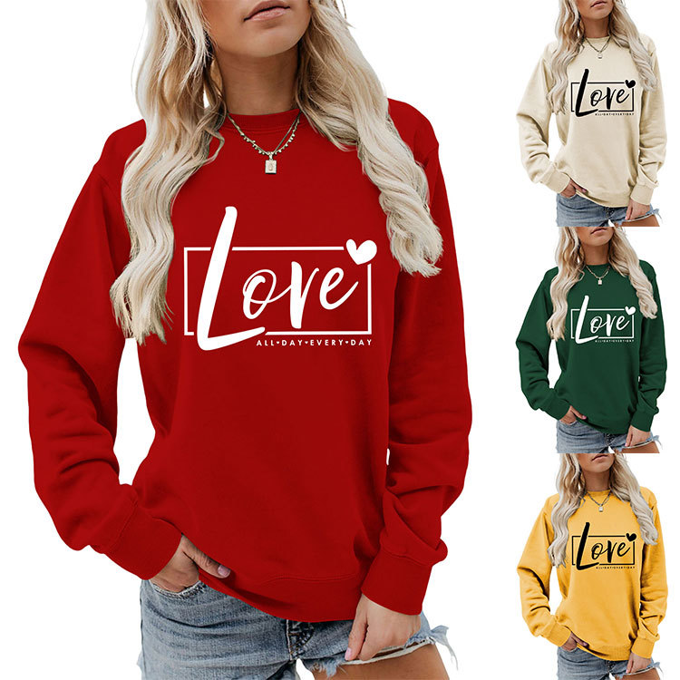 Sudaderas Con Capucha Para Mujer Manga Larga Impresión Básico Ropa De Calle Letra Forma De Corazón display picture 1