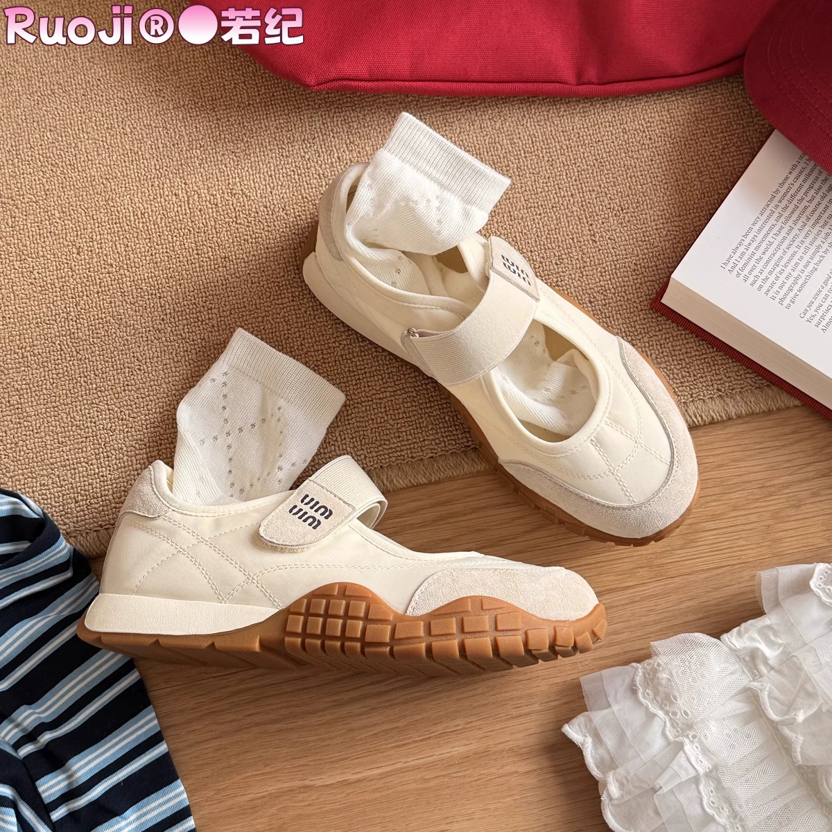 Кожа версия ~ Толстая подошва липучки Мэри Джейн обувь женские дикие круглые туфли повседневная обувь один педаль ретро спортивные одиночные туфли