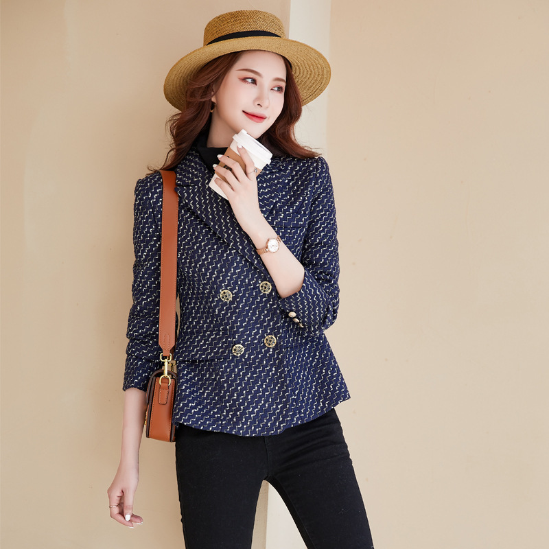 LX9576 Tweed New Small Suit Jacket Women's Spring and Autumn ins Woolen Short Slim-fit Slimming Korean Fashionable