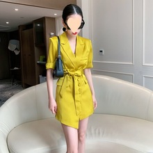 炸街套装女夏2024欧货高端气质醋酸缎面西服短裤女神范职业两件套