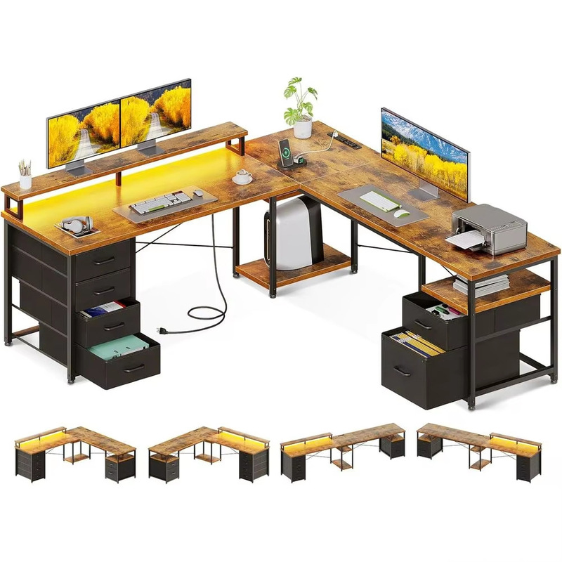 Corner Computer Desk E-Sports Double Desktop Home Corner Desk Bookshelf Combination Bedroom L-Shaped Office Desk Corner Computer Desk E-Sports Double Desktop Home Corner Desk Bookshelf Combination Bedroom L-Shaped Office Desk