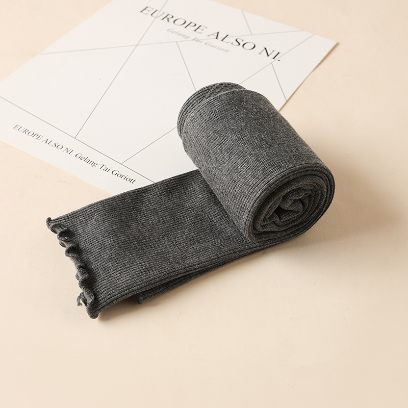 Leggings para niños de terciopelo fino pantimedias de oreja de madera recortadas para niñas de color sólido estilo coreano leggings de otoño e invierno a juego