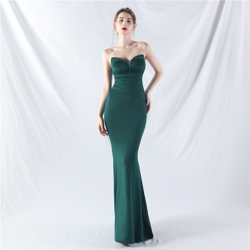 31978 # Satin Heavy Beaded Dress