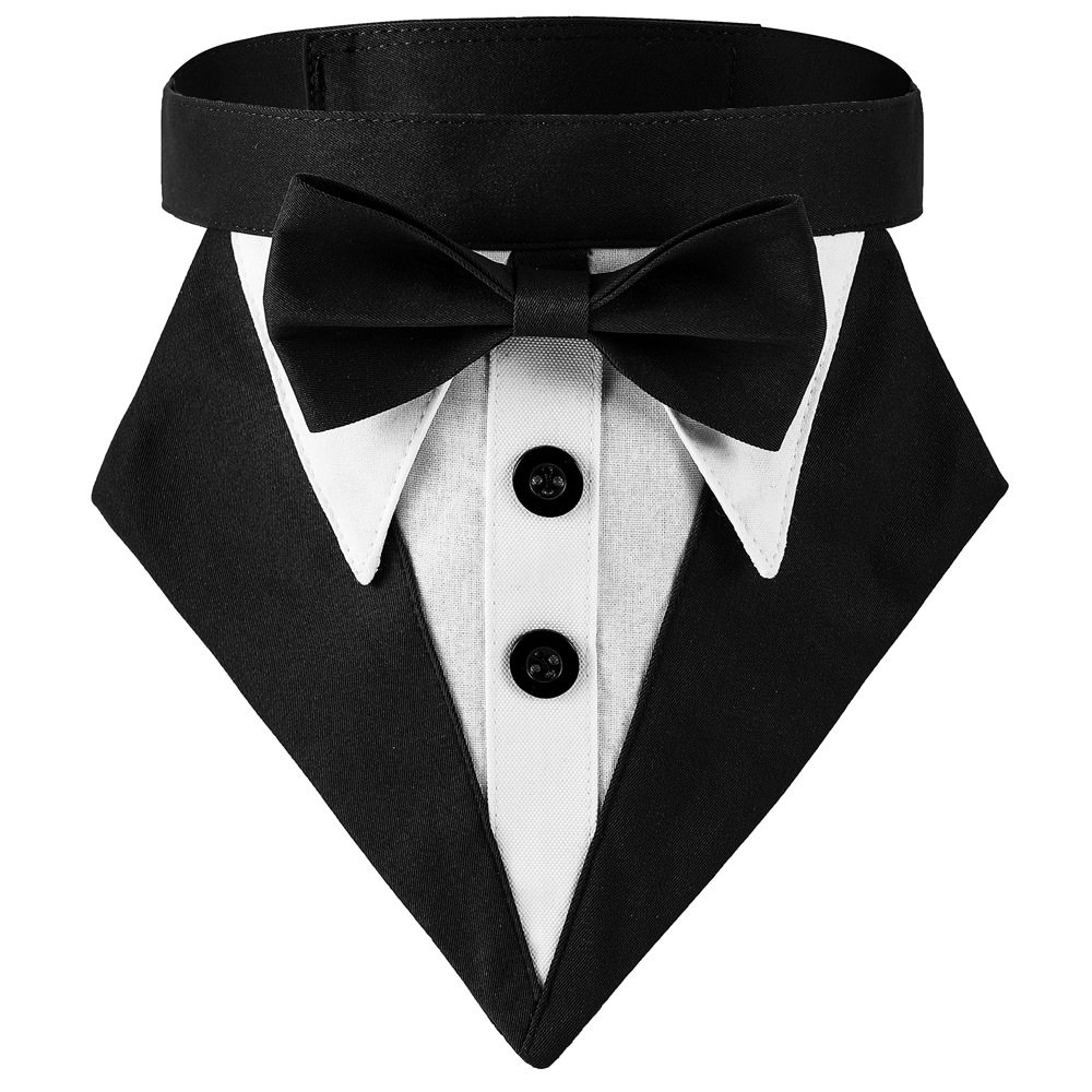 Fábrica en stock transfronterizo nuevo traje de rayas para mascotas toalla triangular guapo Toalla de saliva para mascotas Toalla de triángulo de boda