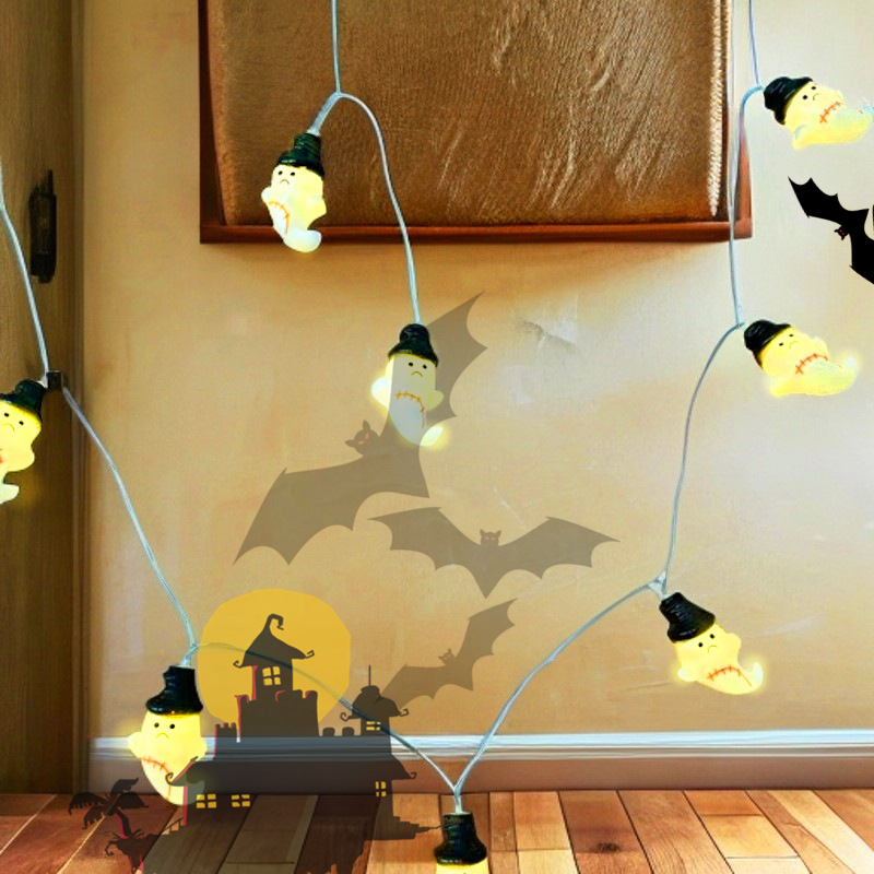 Cadena de luces LED para Halloween, con hojas de arce y calabaza, para decoración, al por mayor