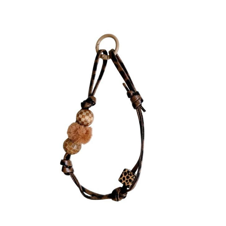 Retro wooden beads, mobile phone, protective strap, handheld pendant, handle