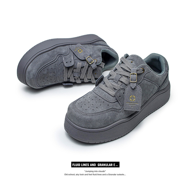 [Star Same] Wander around Autumn and Winter Gray Thick Bottom Heightened Board Shoes Casual Shoes for Women