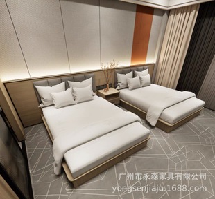 Hotel Furniture Standard Room Full Bed Chain Customized Homestay Apartment Room Express Hotel Single and Double Bed Guangzhou Factory