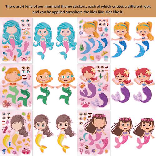 CM2302001 Cross-border children's mermaid princess DIY puzzle handbook puzzle cartoon stickers