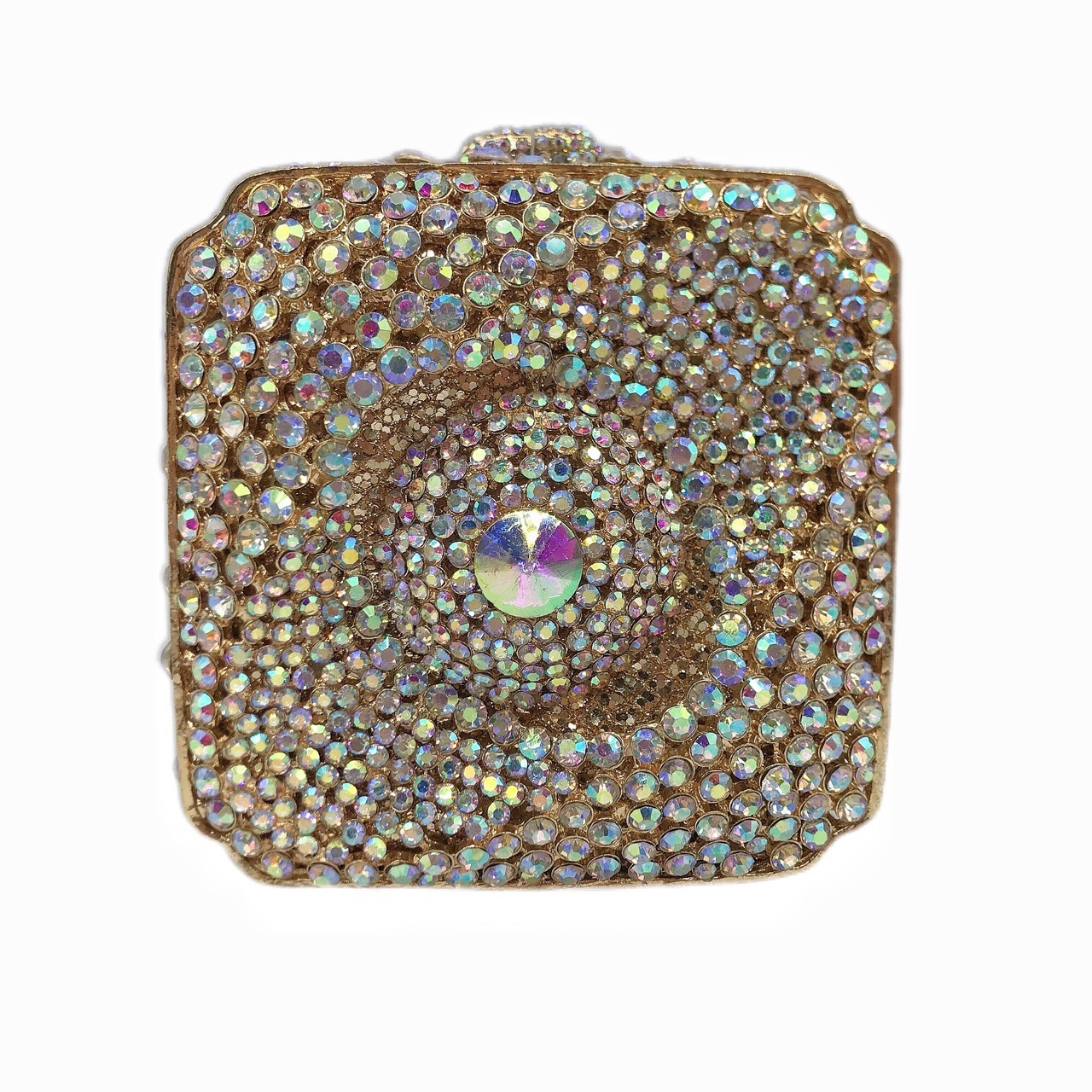 * Nuevo cosmos ojo de diamante bolso de banquete de mujer diamante de mano caja cuadrada Stone Clutch oro