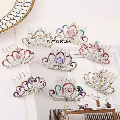 girl Headdress children Korean Edition Crown birthday perform princess baby Rhinestone Insert comb Card issuance Headdress wholesale