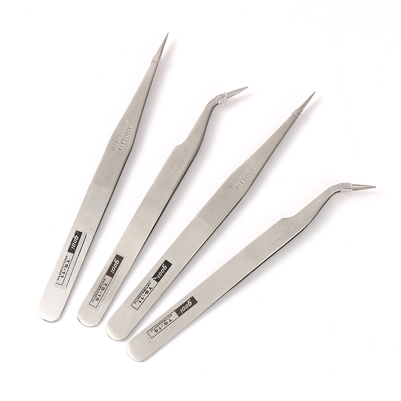 独立包装不锈钢镊圆滑边精密型镊子粉刺夹子尖嘴弯头直头镊子批发