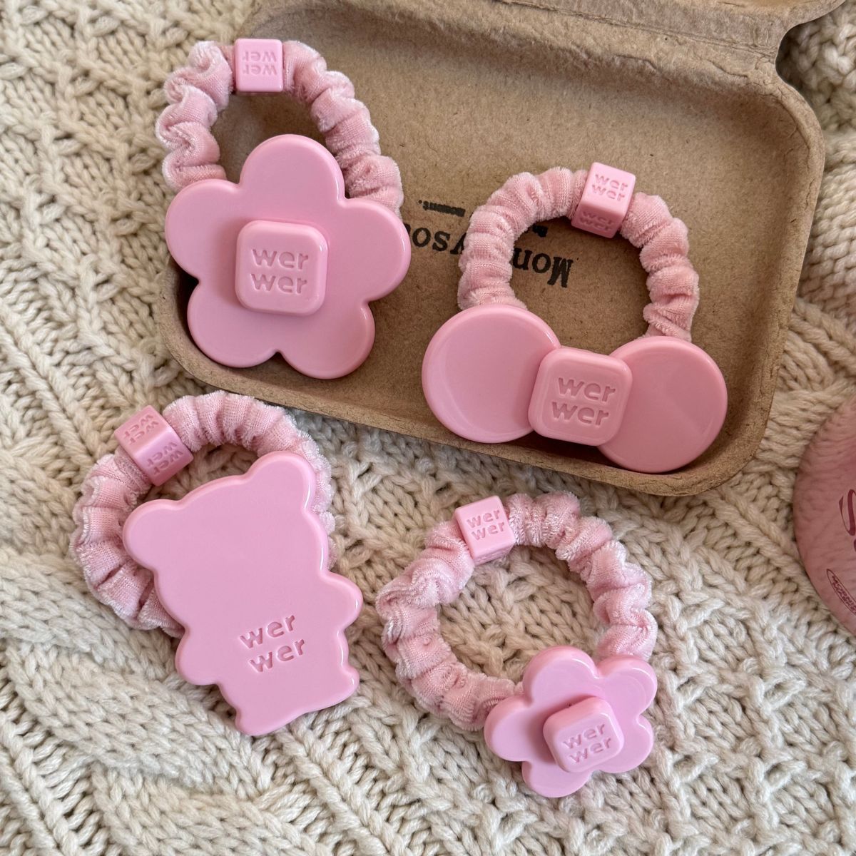 Pink bow hair tie, acetate hair band, stylish and cute hair accessory for girls, Korean-style hair ornament