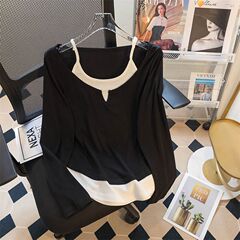300斤の秋の大きいサイズの婦人服の太っているmmは肉の長袖を遮って上着のファッションの洋風の流行の年齢を減らします。