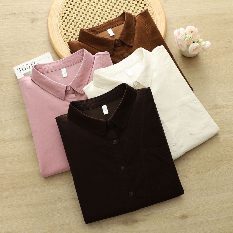 Factory Direct Sales Pure Cotton Corduroy Women's Shirt Casual Literary Cotton Corduroy Women's Shirt 503 Factory Direct Sales Pure Cotton Corduroy Women's Shirt Casual Literary Cotton Corduroy Women's Shirt 503