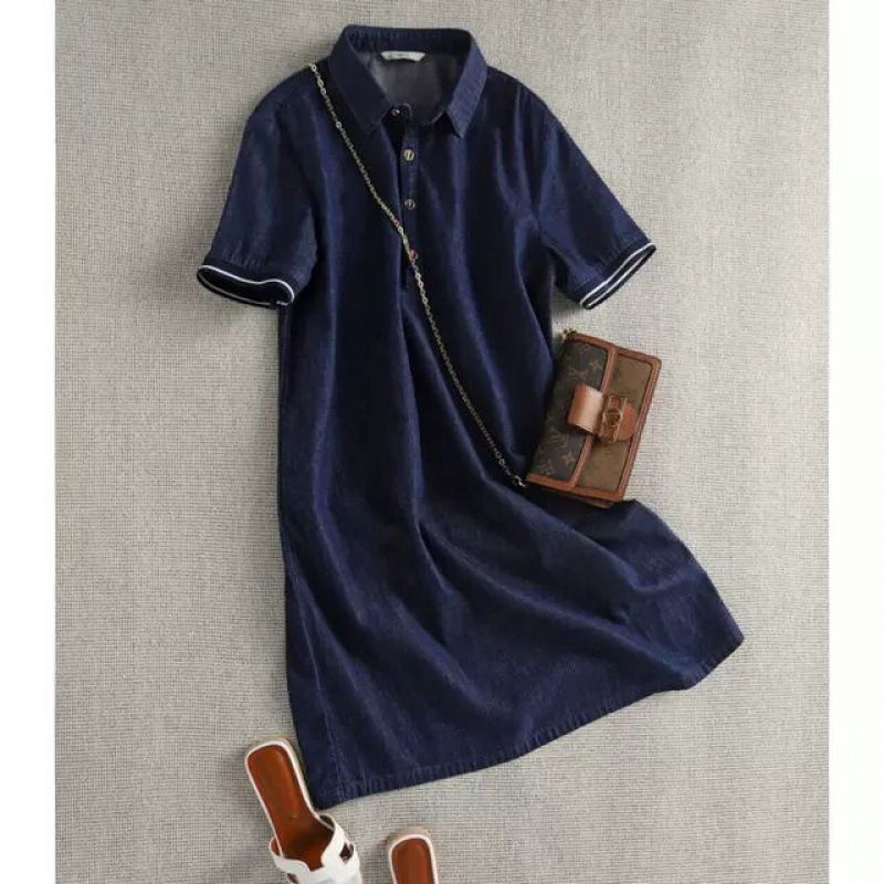 Summer elegant retro long denim dress