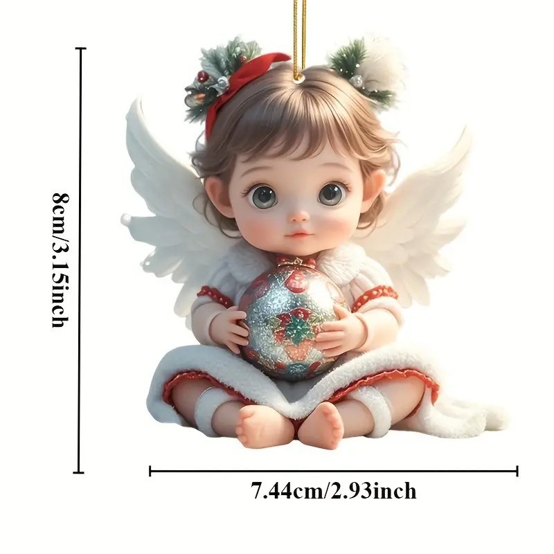 Cross-border nuevo lindo ángel acrílico colgante espejo retrovisor de automóvil colgante plano decoración de regalos de vacaciones