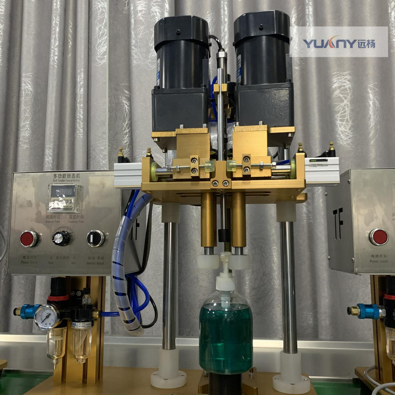 远杨机械半自动旋盖机喷雾瓶搓盖机泵头盖拧盖机洗手液旋盖机