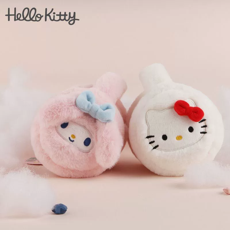 Hello Kitty плюшевые тёплые наушники-уши: защита ушей и тепло, варианты Pink Melody Spot, Blue Jade Dog Spot, Yellow Pudding Dog Spot