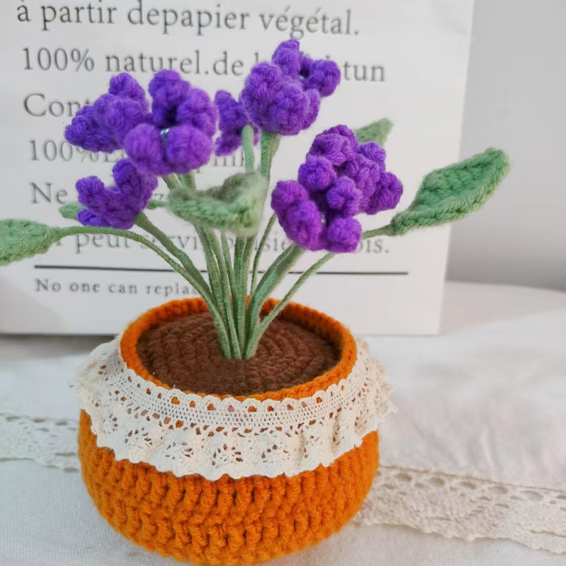 Productos acabados de lana tejida a mano flor de punto de hippopotamus imitación flor inmortal flor creativa ganchillo decoración ornamentos florales