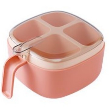 キッチン用品プレス式調味料箱衝突色四格調味料箱透明蓋スプーン付き塩味の素調味料|undefined