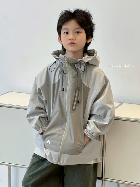 Lzpp Trendy Kids 2026 Spring/Summer Children's Softshell Jacket for Older Kids, Outdoor Waterproof Hooded Coat
