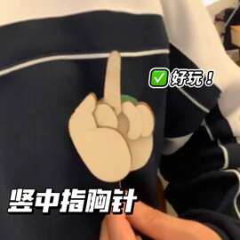 抖音diy同款中指搞怪胸针社交滑动搞笑版徽章表情胸牌材料
