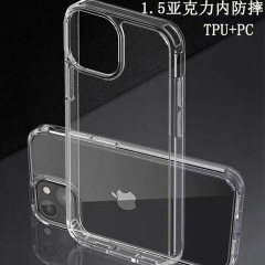 iPhone17対応 平面透明アクリル製スマホケース Apple16用 エアバッグ内蔵 耐衝撃 二inone保護ケース