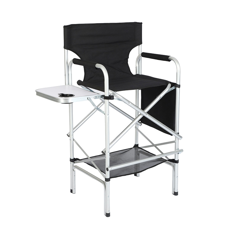 Nueva Silla de camping al aire libre aleación de aluminio silla plegable portátil bosquejo con mesa de ocio silla de director de pierna alta