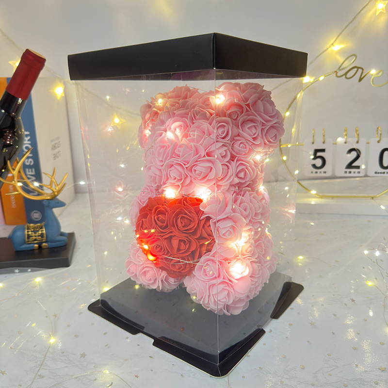 Flor inmortal rosa oso 520 Día de San Valentín regalos del día de la madre regalos de cumpleaños de novia simulación de flores de espuma creativas