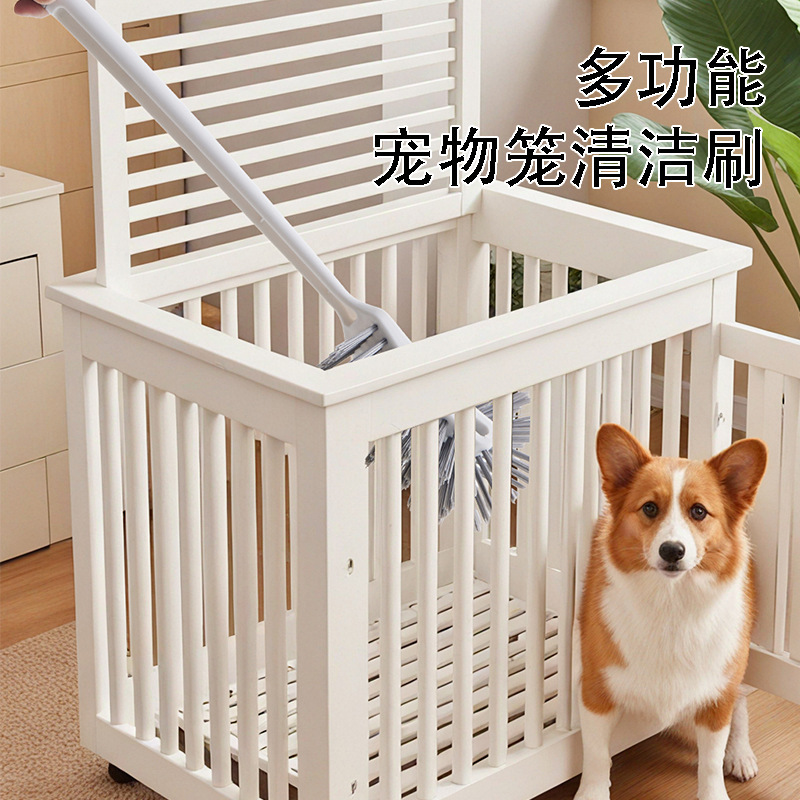 Amazon Hot Selling Household Long Handle Multi-function Stain Brush Pet Cage Cleaning Artifact Dog Kennel Cat Kennel Cleaning Brush