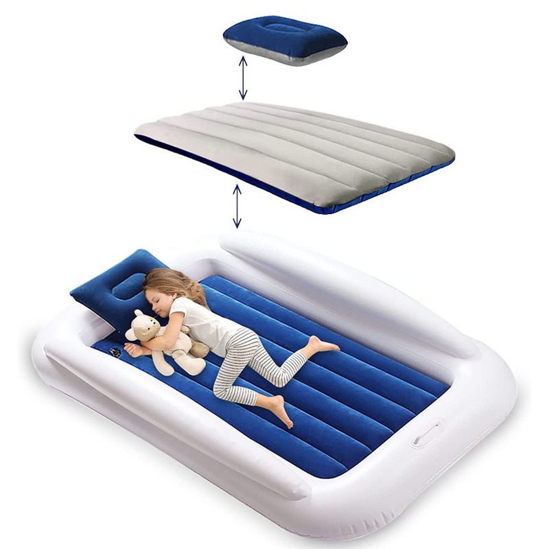 in stock Cross-border Suede Portable Inflatable Children's Travel Baby Guardrail Air Cushion Mattress Children's Mattress