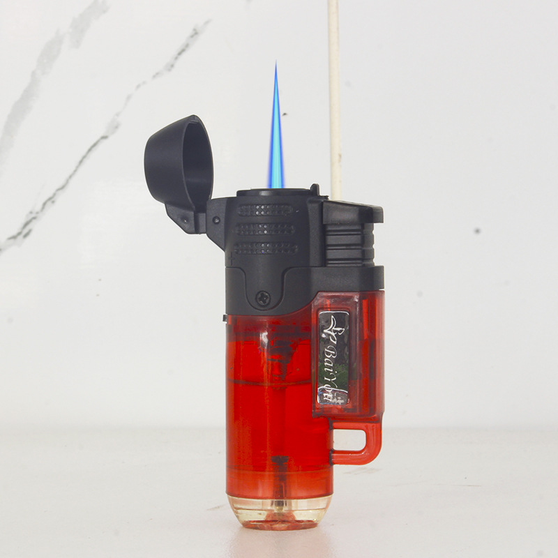 Automatic Pop-Up Lid Buckle Portable Disposable Plastic Round Machine Direct-Flame Lighter BY009 Simple High-Firepower Lighter