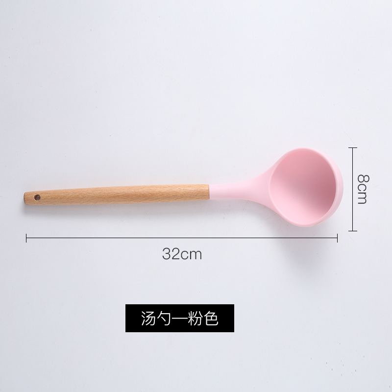 Mango de madera de silicona cocina de almacenamiento conjunto de cilindro 11 piezas de mango de madera de cocina de silicona fácil de almacenar cocina