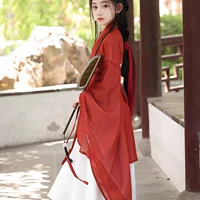 Новый китайский стиль ребенка Hanfu для девочек в период враждующих государств одеяние Вэй Цзиньфэн красный костюм с широкими рукавами