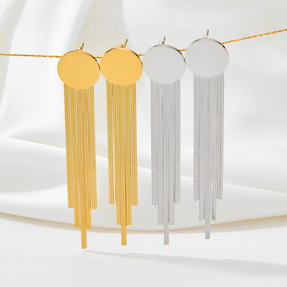20g Weight 0.03µm-0.05µm Gold Plating Thickness PVD Coated Gold Plating Process 304 Stainless Steel Ear Needle Material Real Gold Plated Plating Material PVD Coated Real Gold Plated 16K Gold White Gold Plated Gold Plating Tassel 304 Stainless Steel Retro Waterproof Non Tarnish Drop Earrings