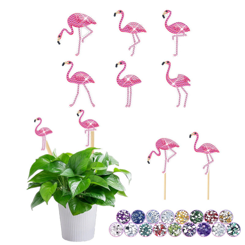 Estacas decorativas para macetas con diseño de flores para decoración de plantas en el hogar y escritorio, fabricante de estacas de jardín hechas a mano con pegatinas de diamantes DIY.