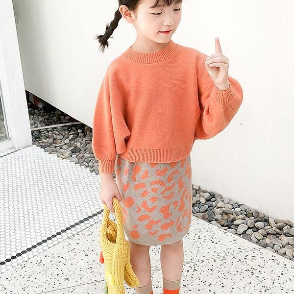 Girls Korean Edition Autumn 2023 New Fashionable Baby Knitted Sweater Set Children's Princess Dress Coat_voghion.com
