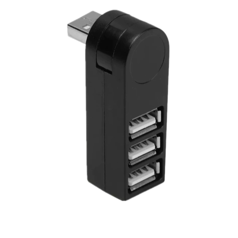 Портативный USB-хаб 2.0 с 3 портами, док-станция с поворотным механизмом, высокоскоростная передача данных